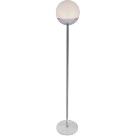 CLING 62 in. Eclipse 1 Light Floor Lamp Portable Light with Frosted White Glass, Chrome CL2943790